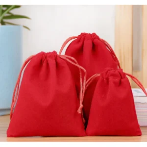 Мішечок червоний класичний 17х23 см (Оксамитовий)
